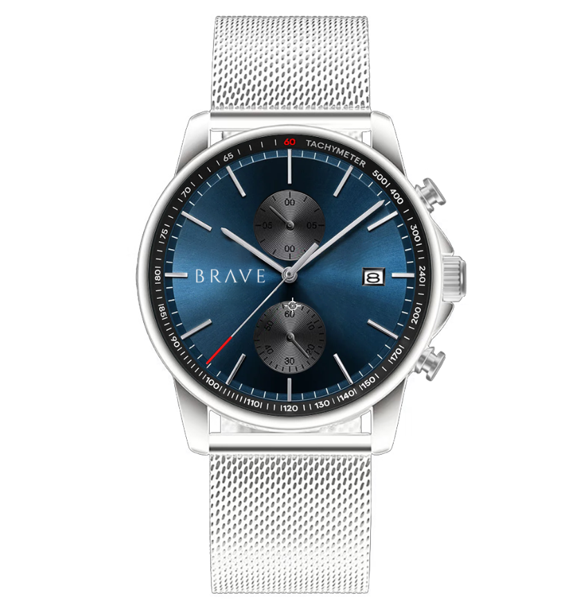 Atlantis ~ Silver-Dark Blue Watch BRAVE