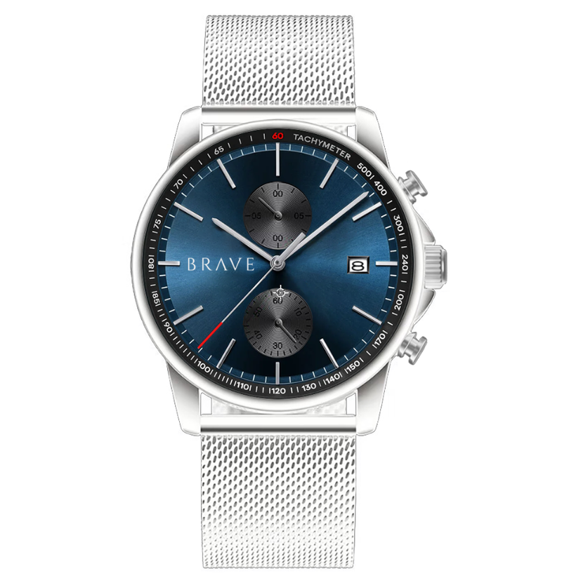 Atlantis ~ Silver-Dark Blue Watch BRAVE