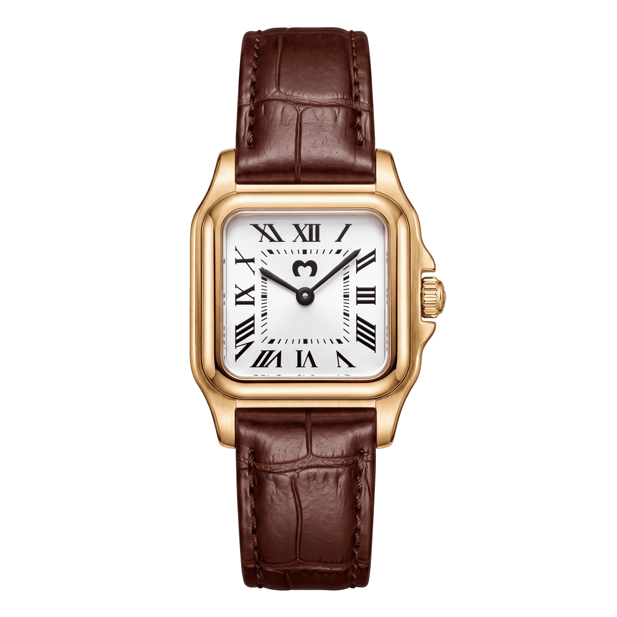 Europe Brown LEATHER Watch ~ Gold-White