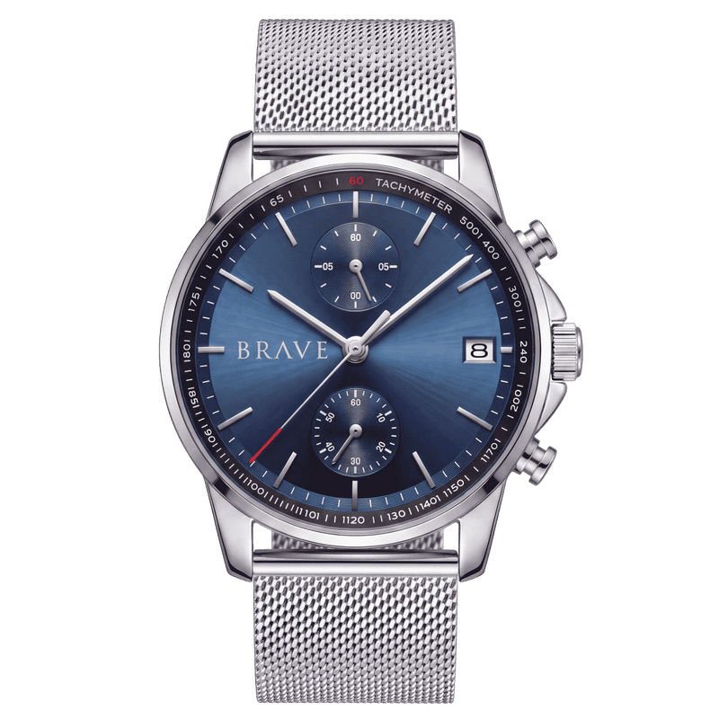 Atlantis ~ Silver-Dark Blue Watch BRAVE