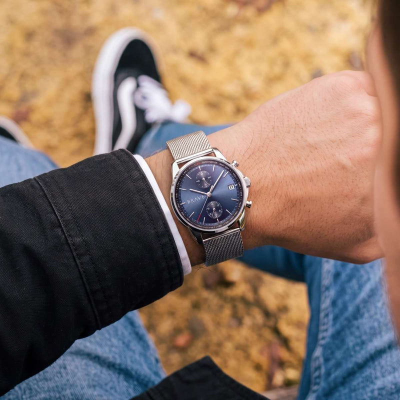 Atlantis ~ Silver-Dark Blue Watch BRAVE
