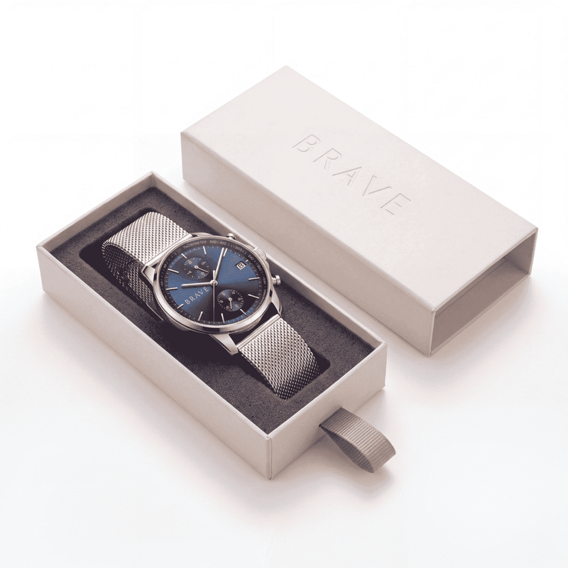 Atlantis ~ Silver-Dark Blue Watch BRAVE