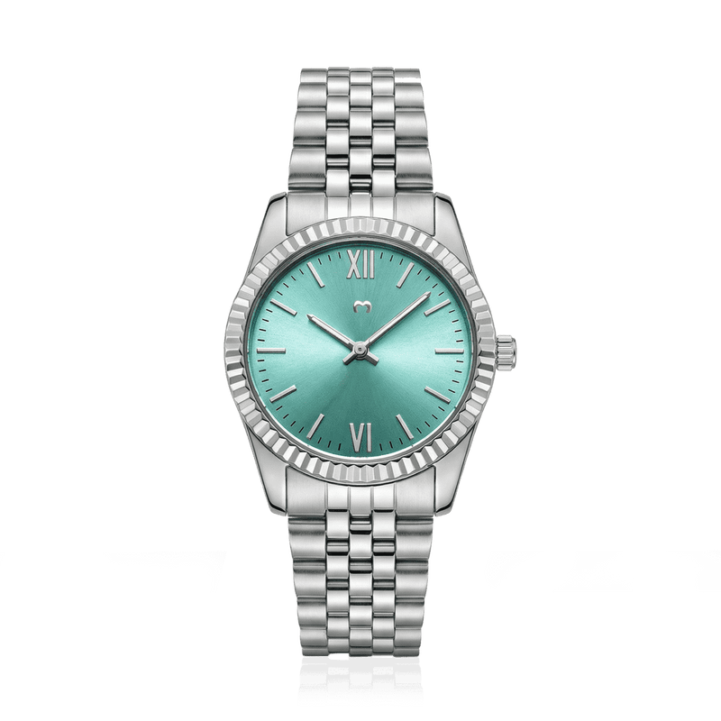 Century Watch ~ Silver-Soft Green