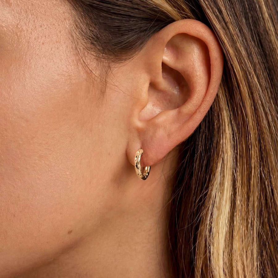 Corrugated Hoop Earrings - SophiaJewels · worn
