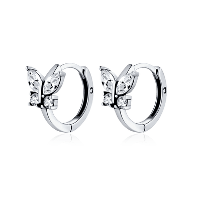 Crystal Butterfly Hoop Earrings