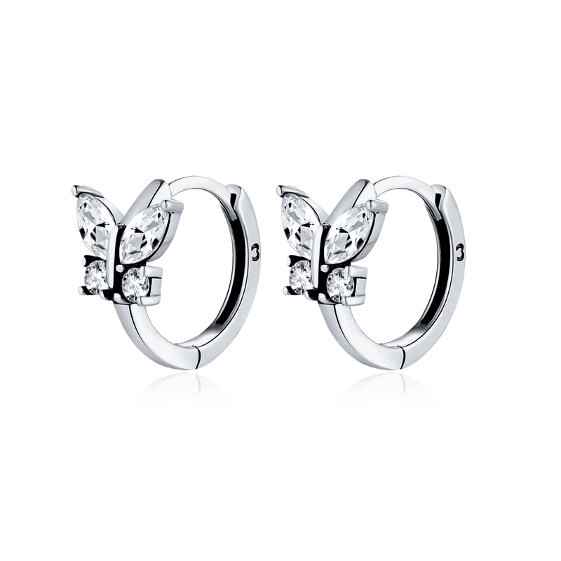 Crystal Butterfly Hoop Earrings