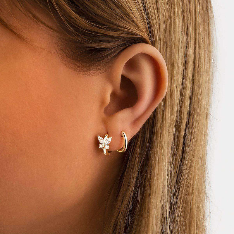 Crystal Butterfly Hoop Earrings