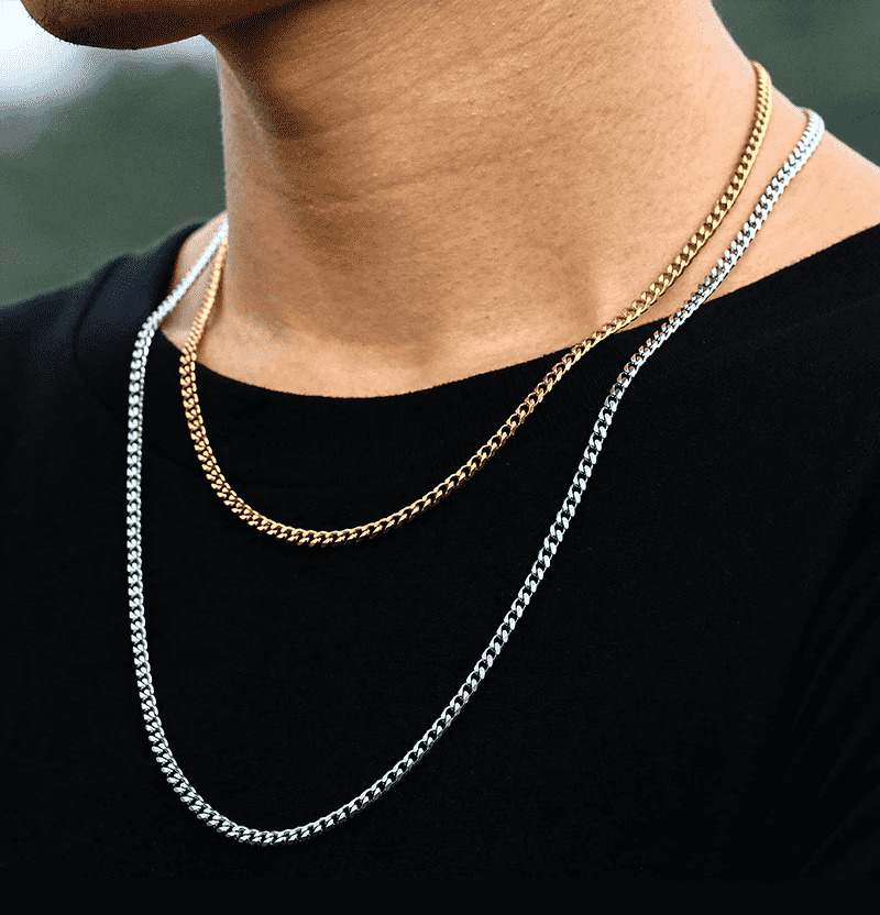 Cuban BRAVE Men's Necklace - SophiaJewels · worn