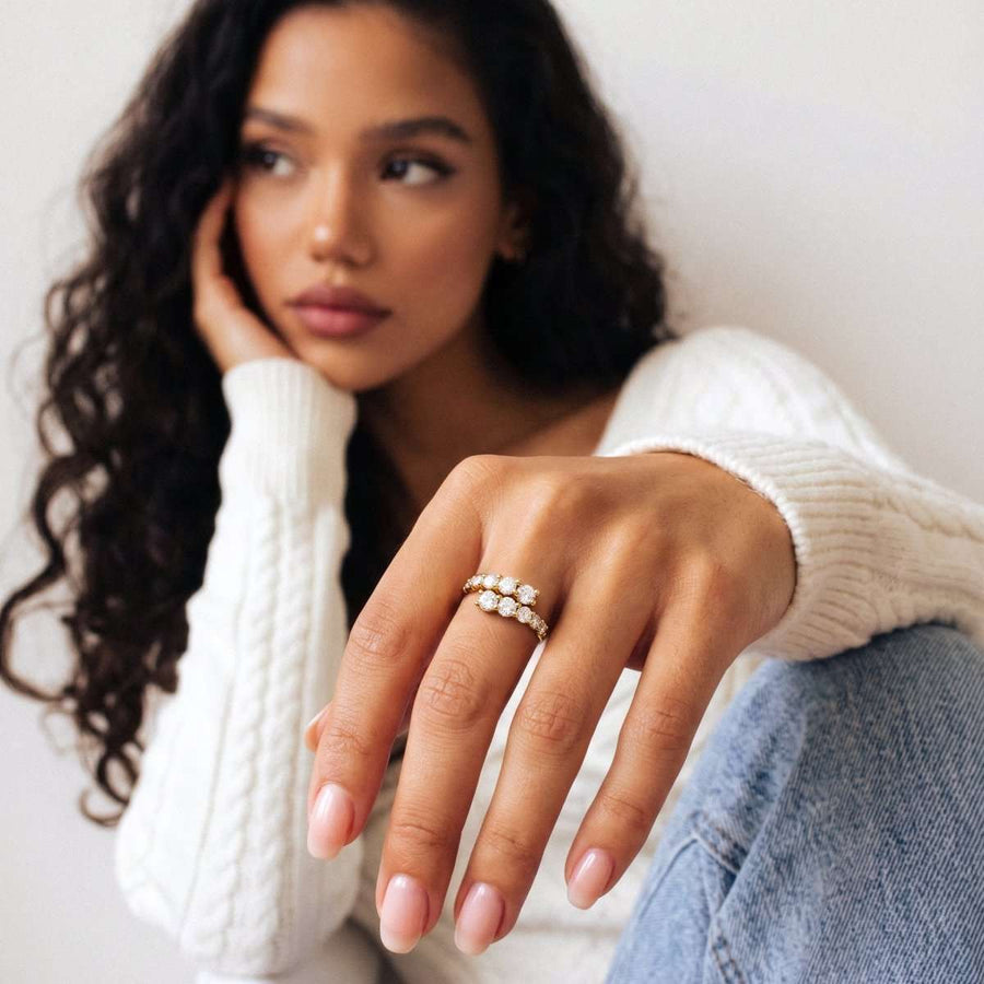Curly Zirconia Ring - SophiaJewels · worn