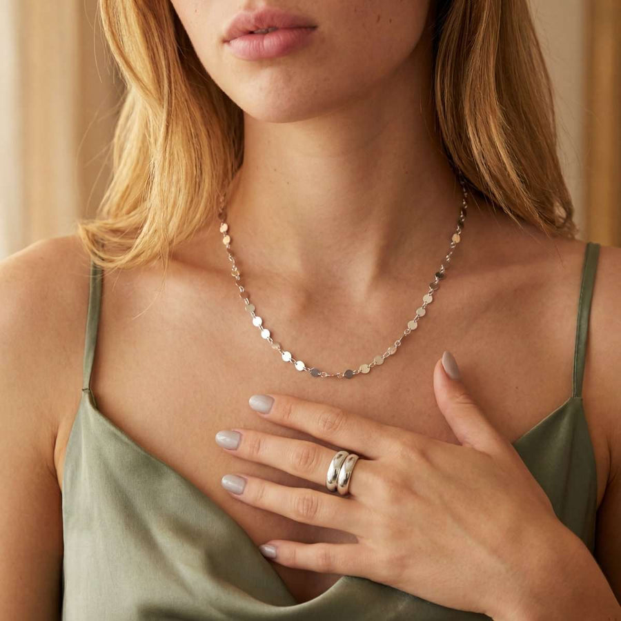 Flat Circles Necklace - SophiaJewels · worn