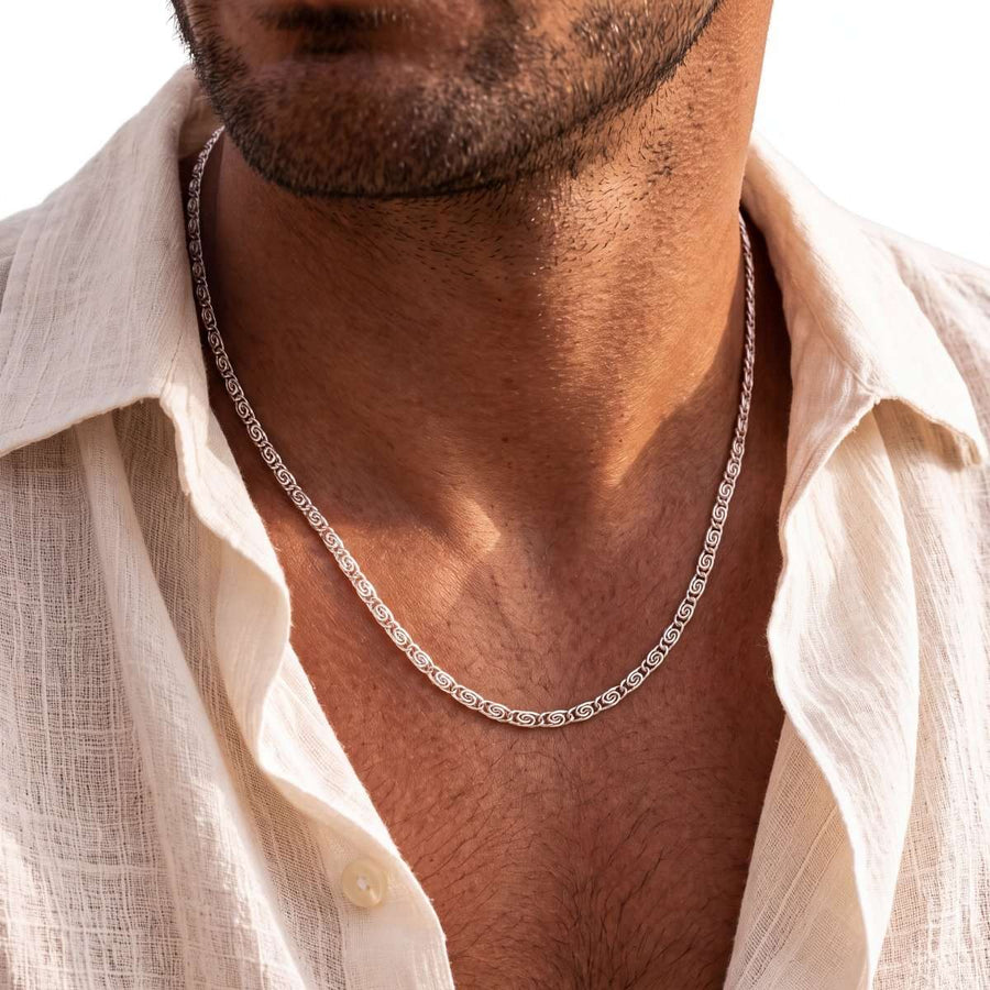 Greek BRAVE Men's Necklace - SophiaJewels · worn