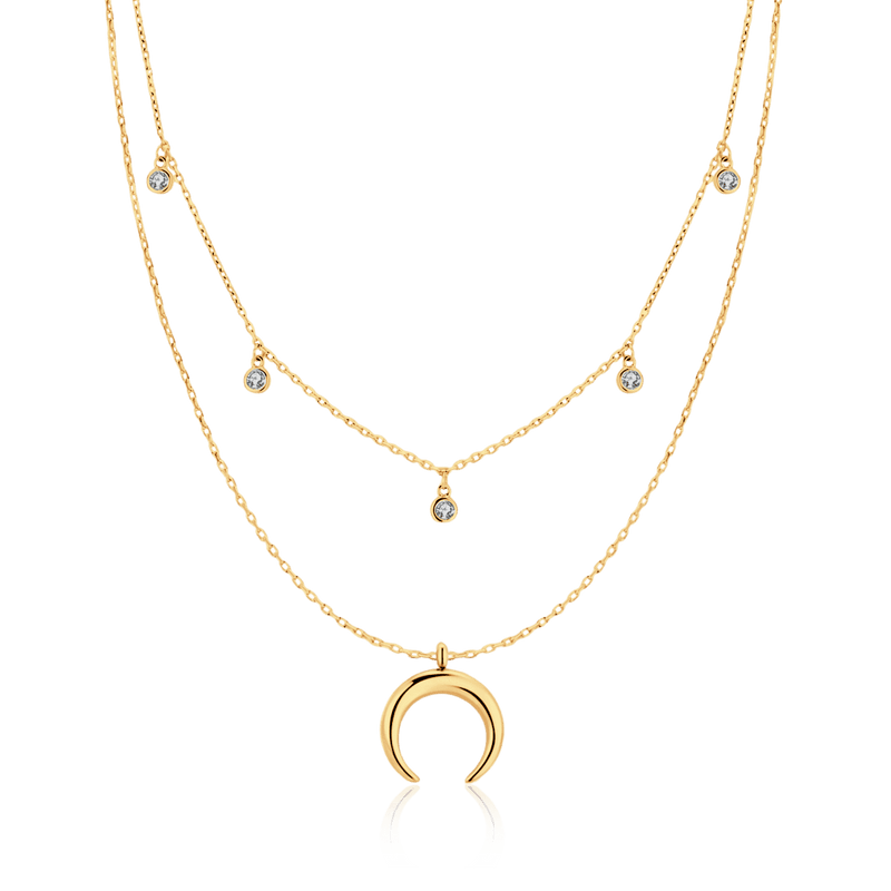 Half Moon Zirconia Necklace