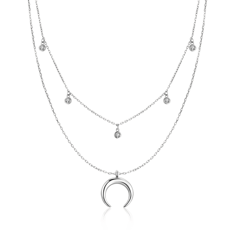 Half Moon Zirconia Necklace