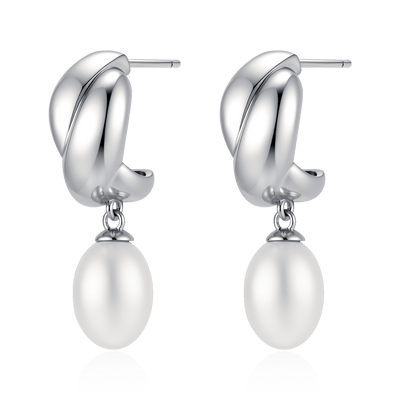 Half Ring Oval Pearl Earrings