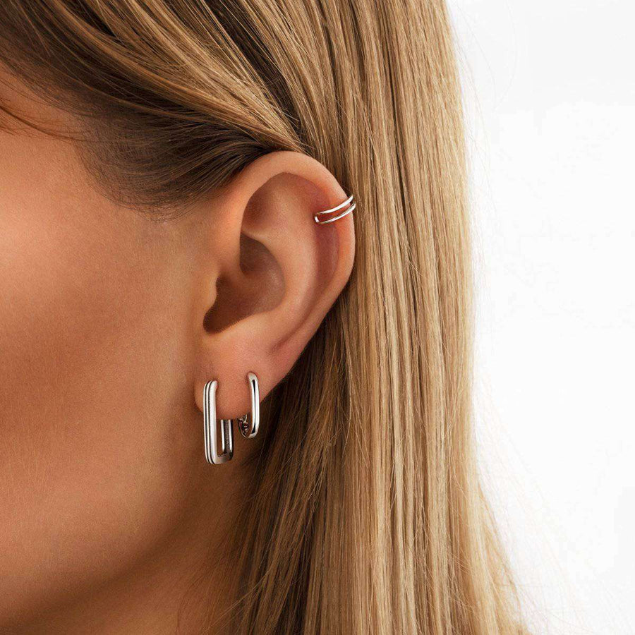 Link Shape Earrings - SophiaJewels · worn