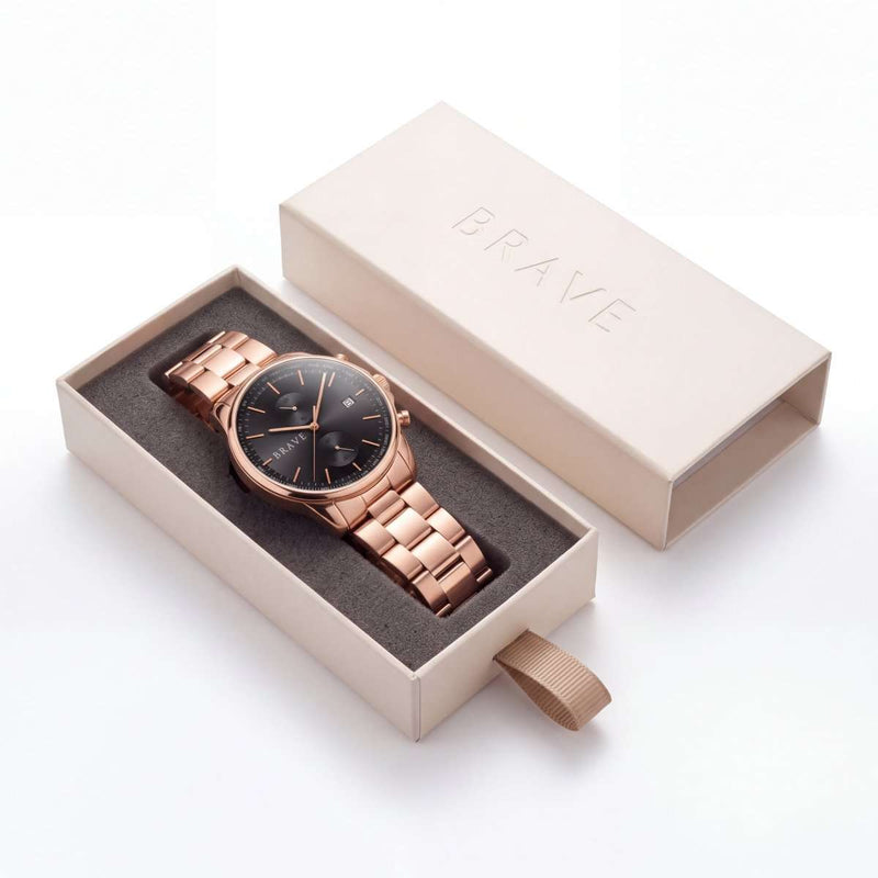 Monarch ~ Rose Gold-Black Watch BRAVE
