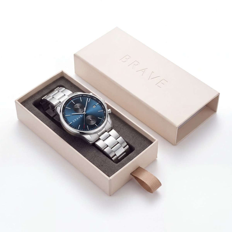 Monarch ~ Silver-Dark Blue Watch BRAVE