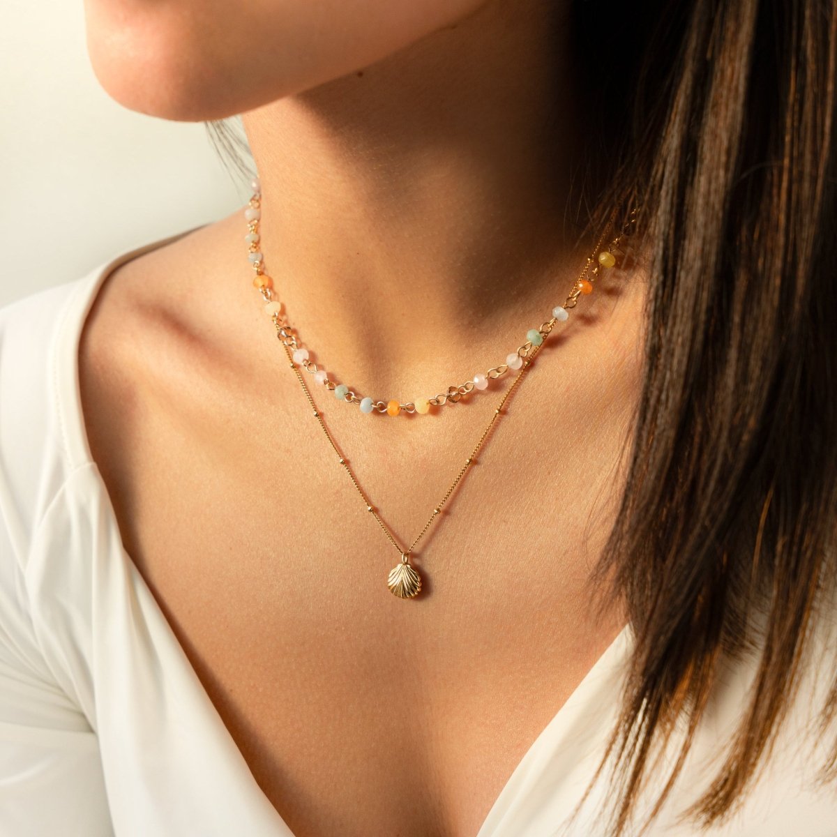 (Pack 2) Seashell + Canary Necklace