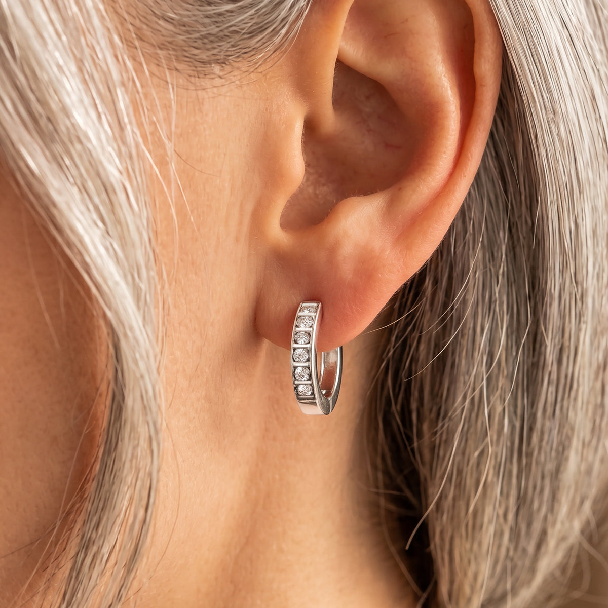 White Zirconia Hoop Earrings