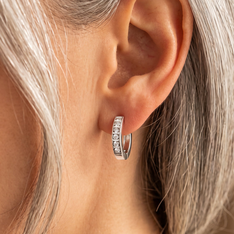 White Zirconia Hoop Earrings