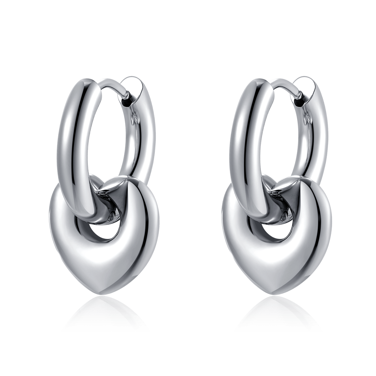 Deep Heart Hoop Earrings