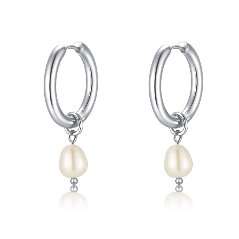 Asymmetric Pearl Hoop Earrings