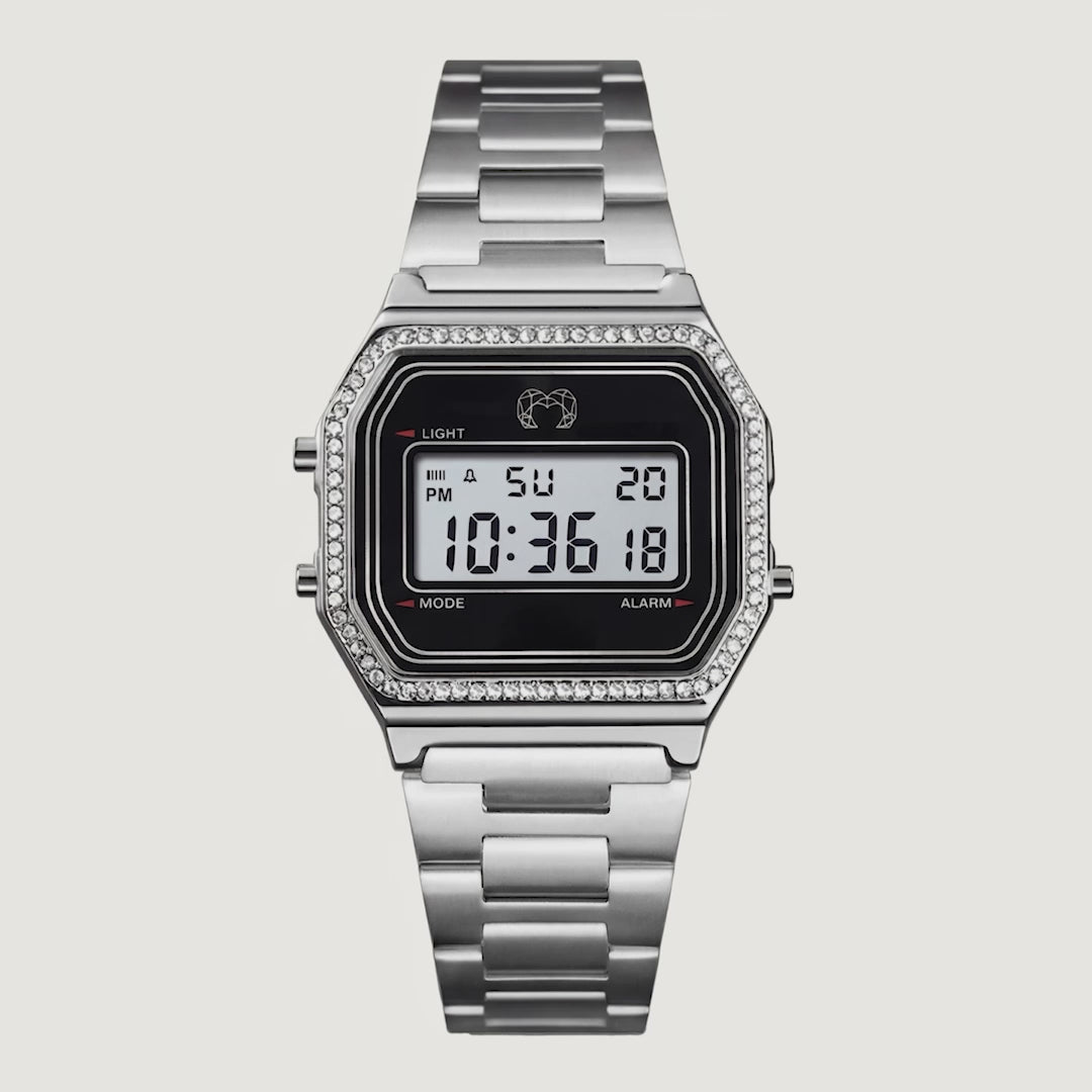 Vintage Glitter Digital Watch ~ Silver