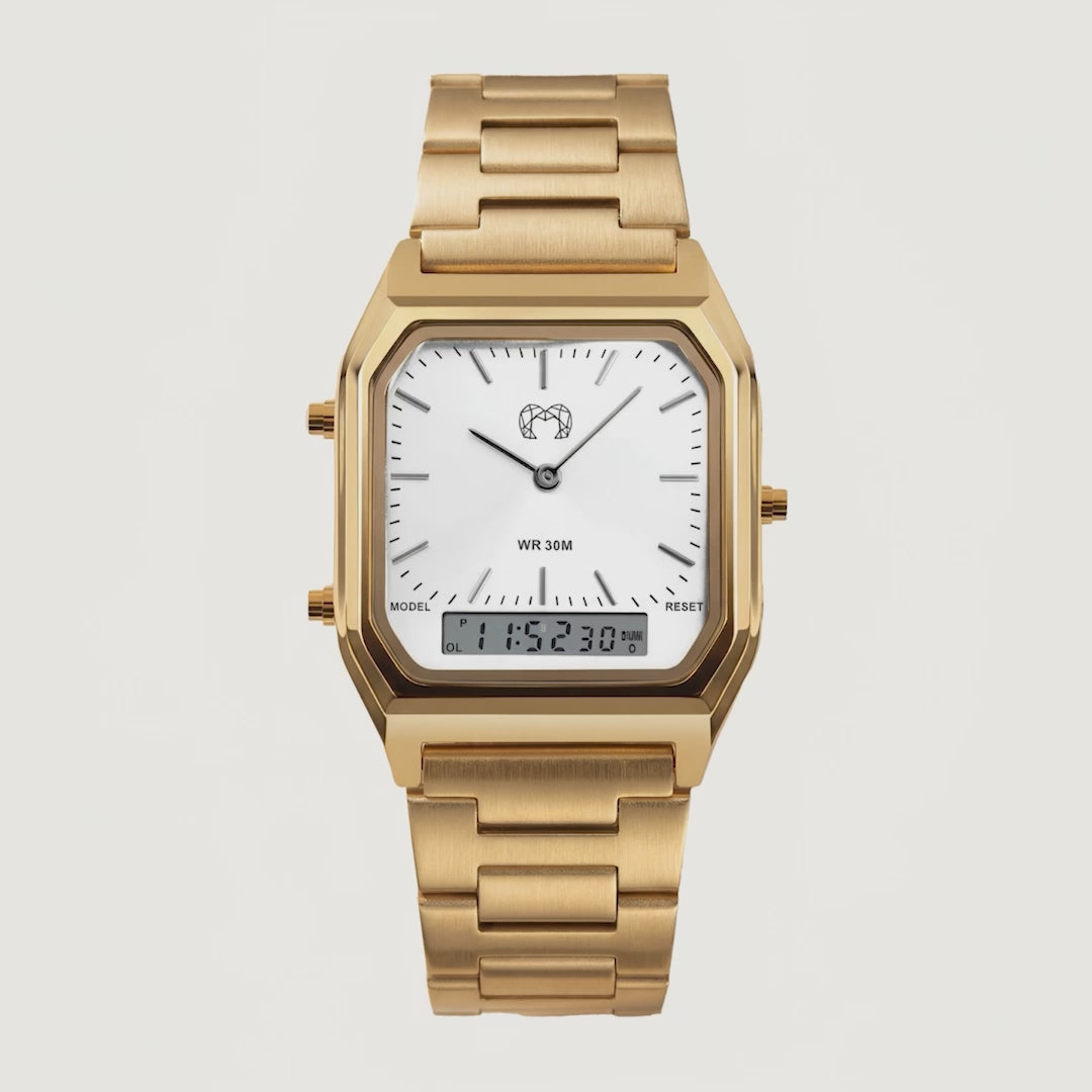 Vintage Retro Watch ~ GoldWhite