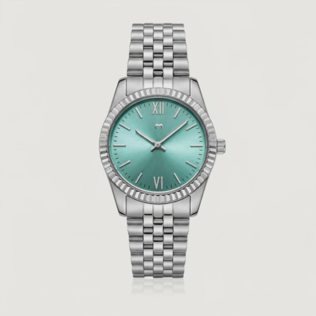 Century Watch ~ Silver-Soft Green
