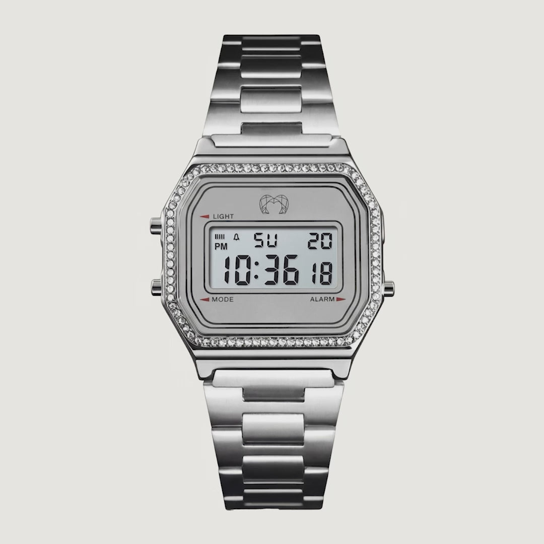 Vintage Glitter Digital Watch ~ Silvery