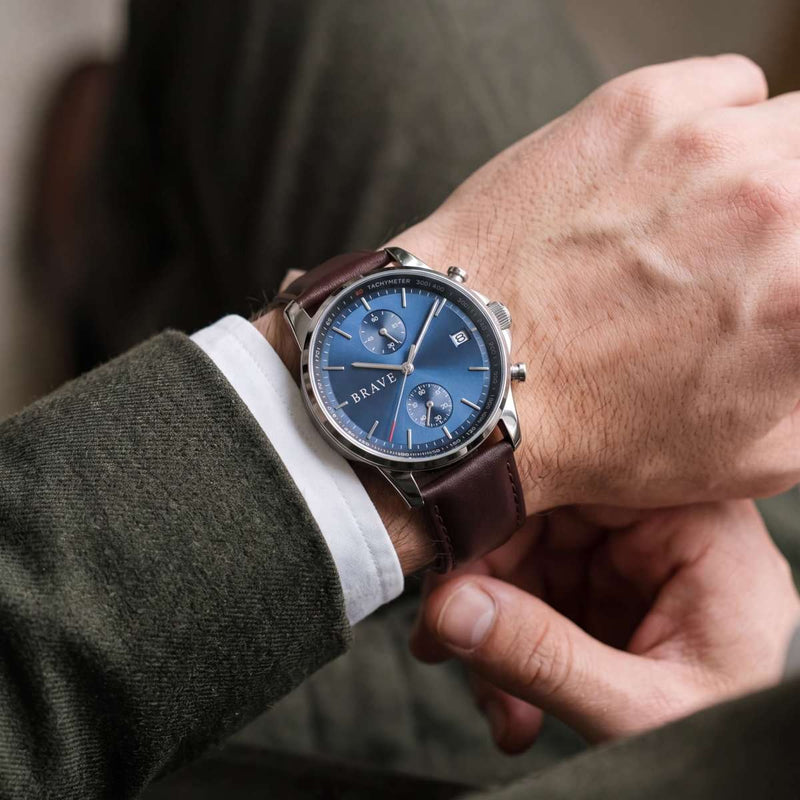 Atlantis ~ Silver-Dark Blue Watch BRAVE
