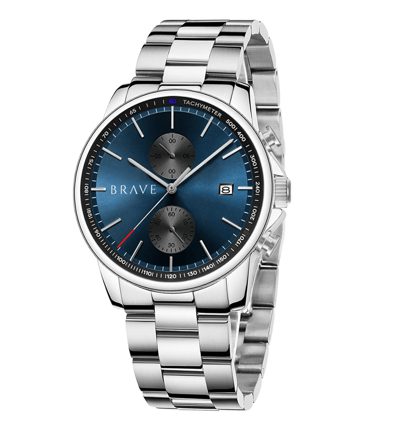 Monarch ~ Silver-Dark Blue Watch BRAVE