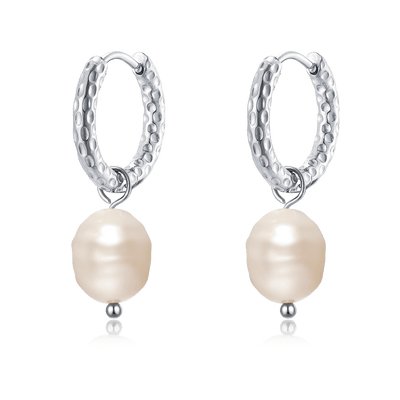 Slender Pearl Hoop Earrings