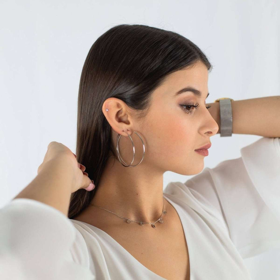 Slim Hoop Earrings - SophiaJewels · worn