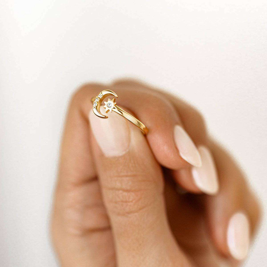Sun and Moon Ring - SophiaJewels · worn