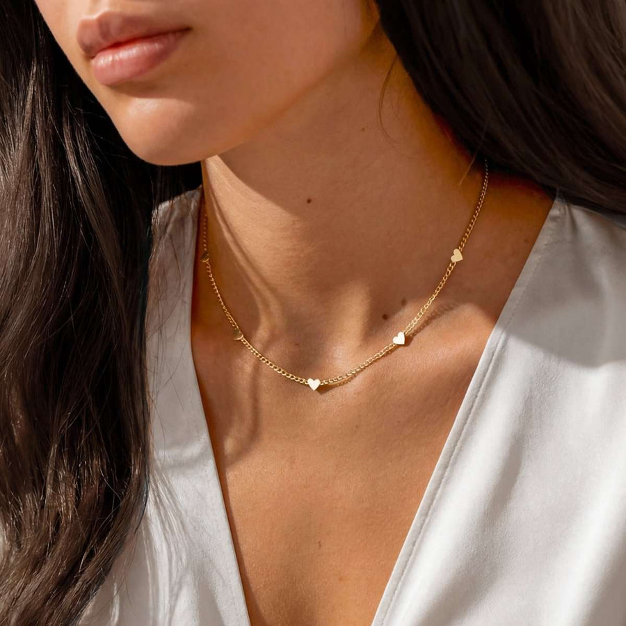 Tiny Little Hearts Necklace - SophiaJewels · worn