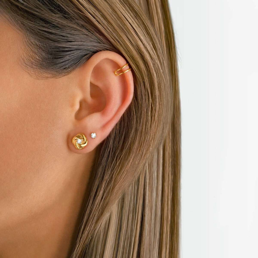 Tiny Zirconia Mini Earrings - SophiaJewels · worn