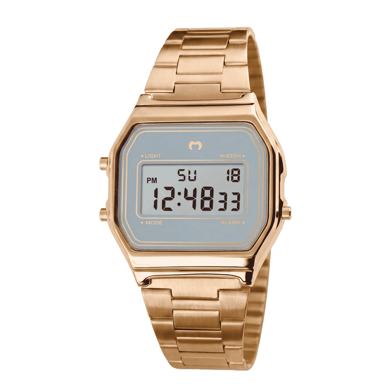 Vintage Digital Watch ~ Gold-Light Blue