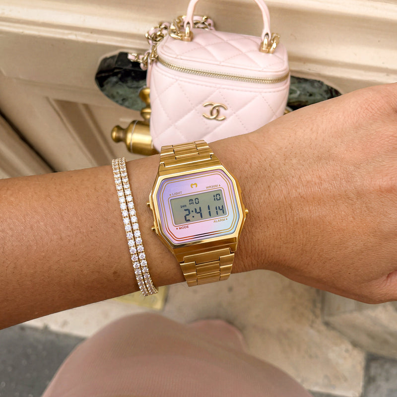 Vintage Digital Watch ~ Gold-Sky