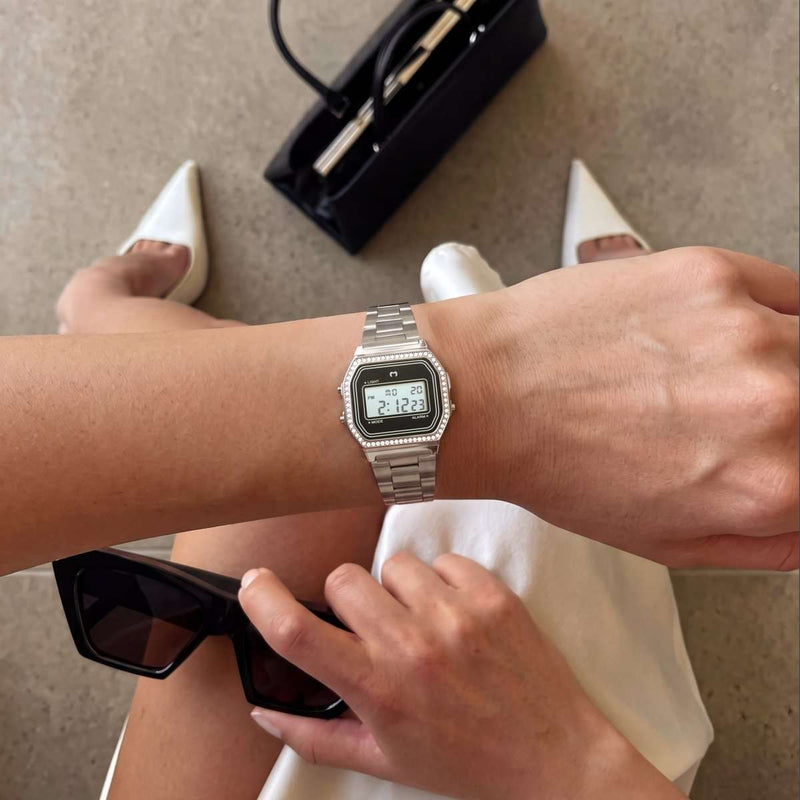 Vintage Glitter Digital Watch ~ Silver