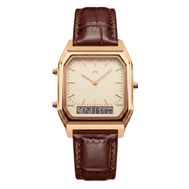 Vintage Retro Watch LEATHER ~ Gold-Brown