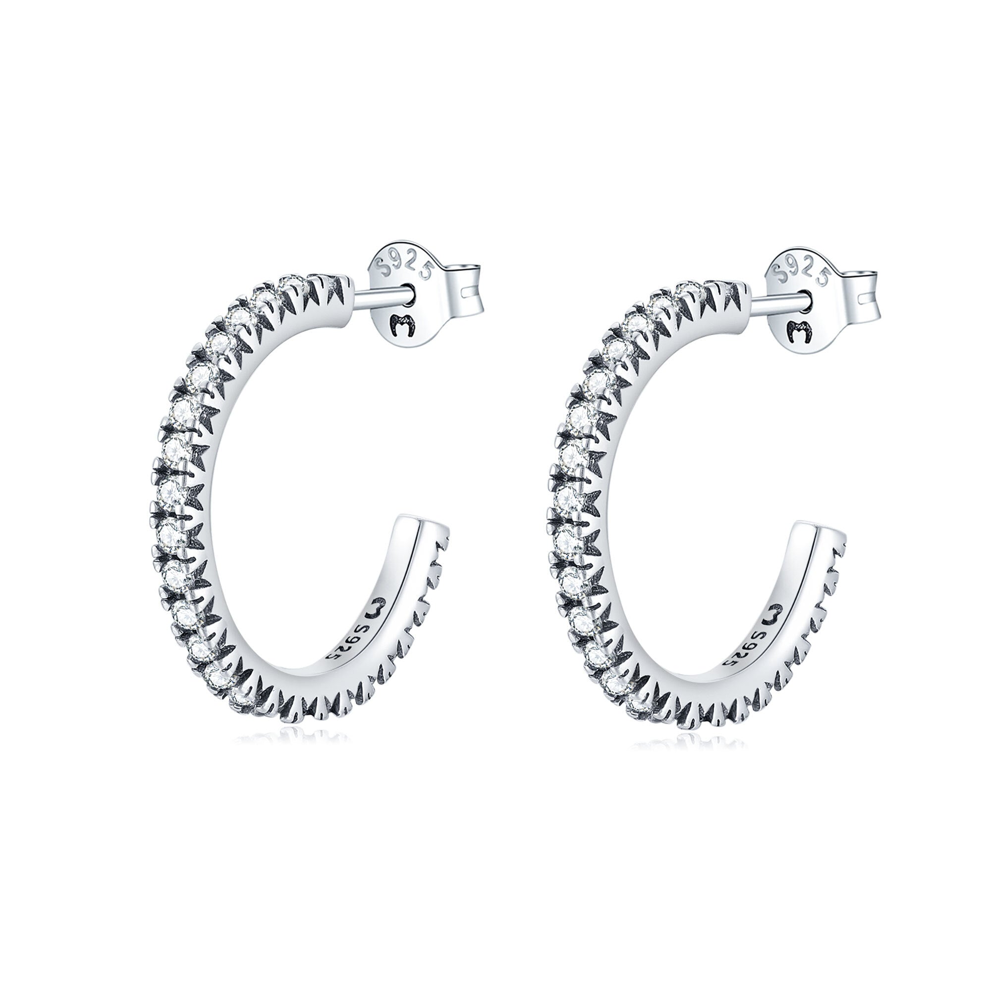 "Half Ring Diamonds" Earrings - SophiaJewels