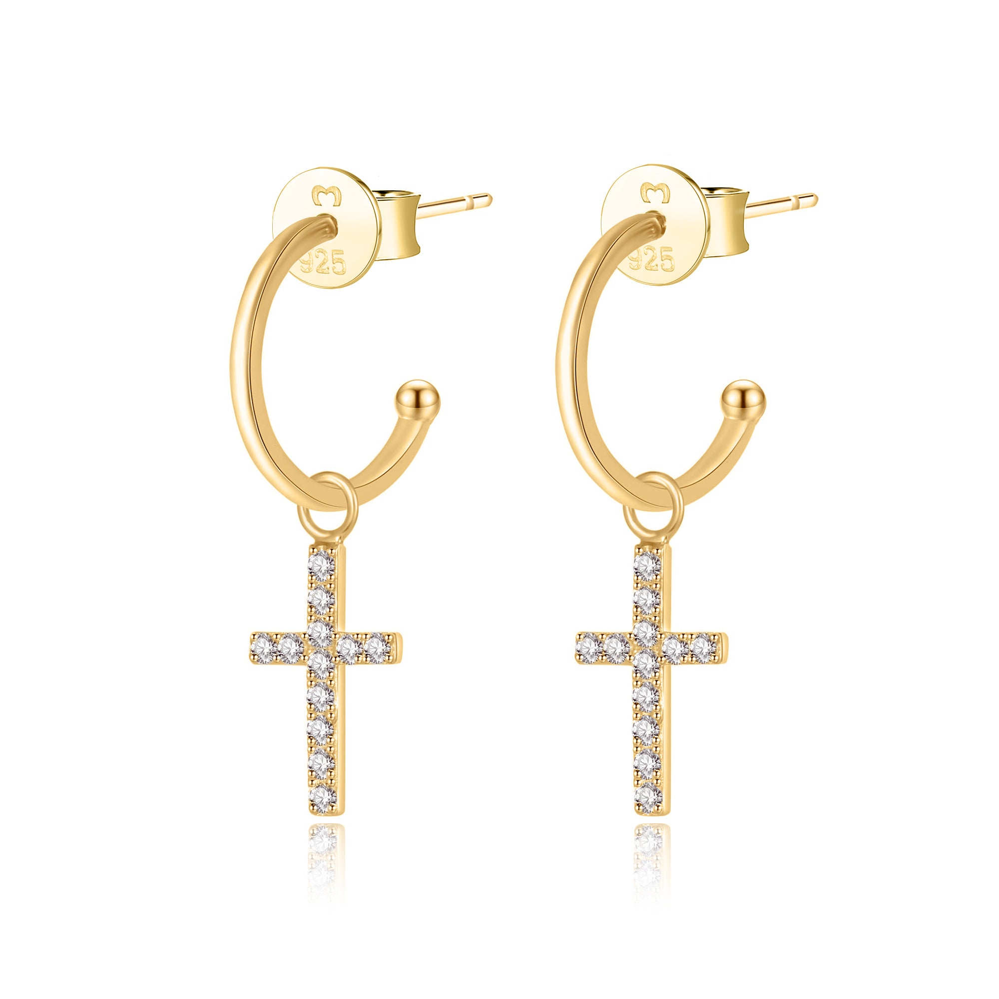 "Half Ring Cross" Earrings - SophiaJewels