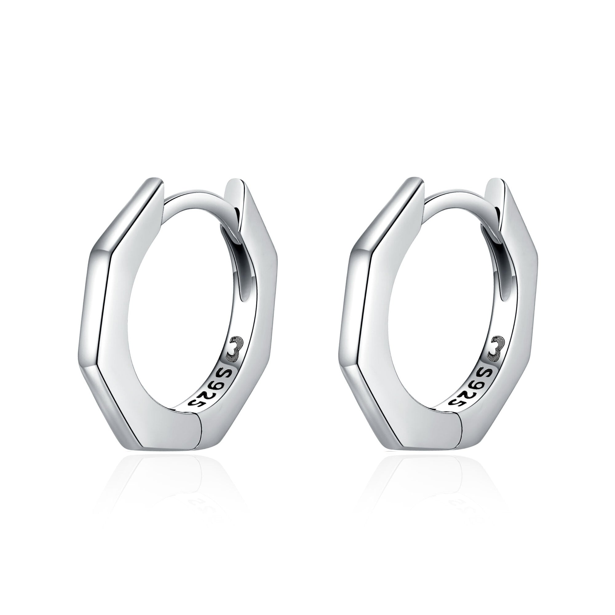 Silver octagon hoop on sale earrings