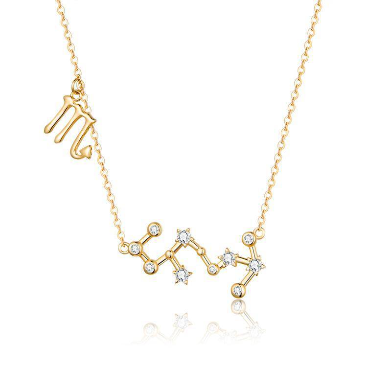 1pc Fashionable Gold Plated Scorpio Zodiac Sign Necklace With Rhinestone  Decoration, Suitable For Women's Daily Wear | SHEIN USA