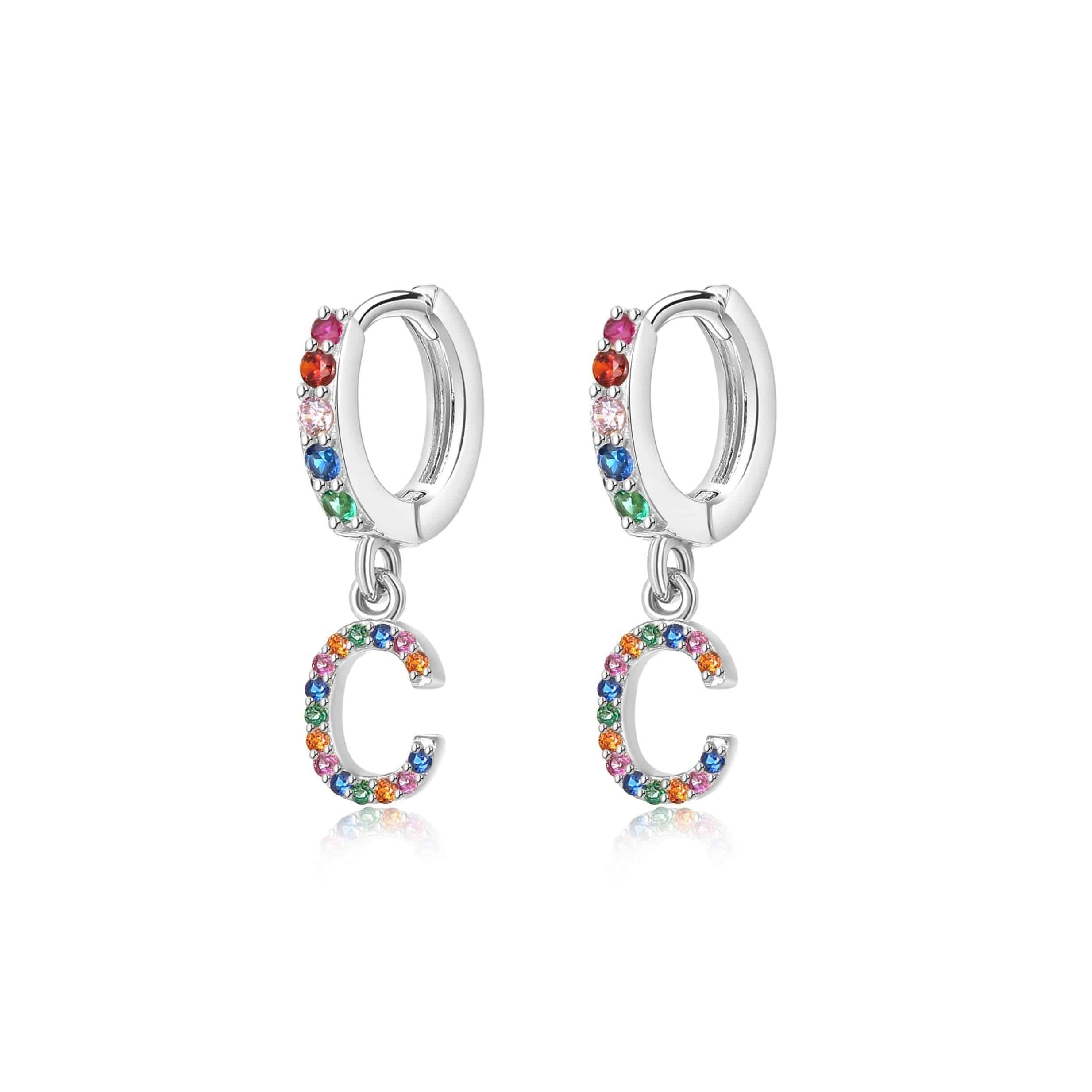 "Rainbow Initial Hoops" Earrings - SophiaJewels