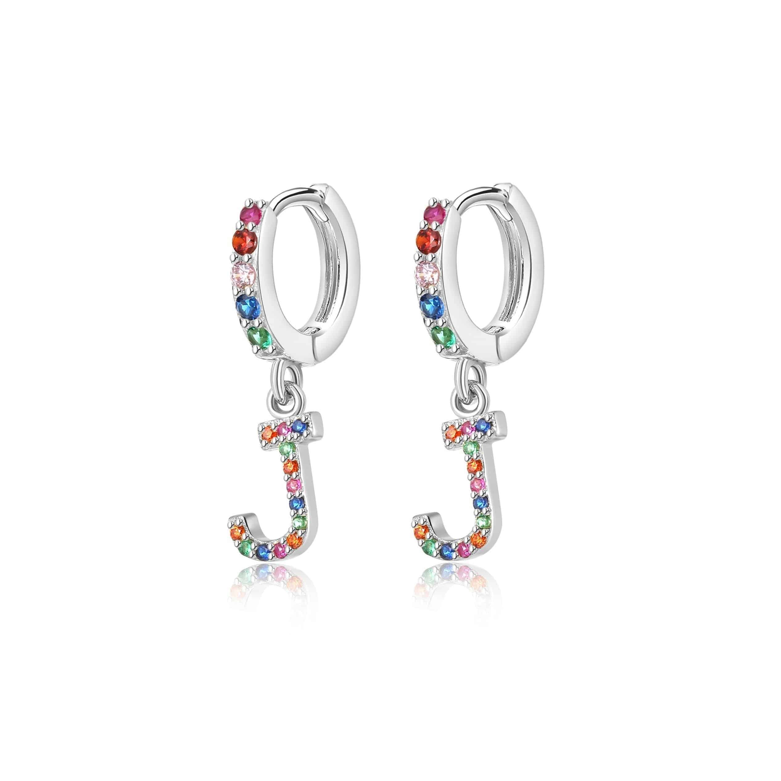 "Rainbow Initial Hoops" Earrings - SophiaJewels