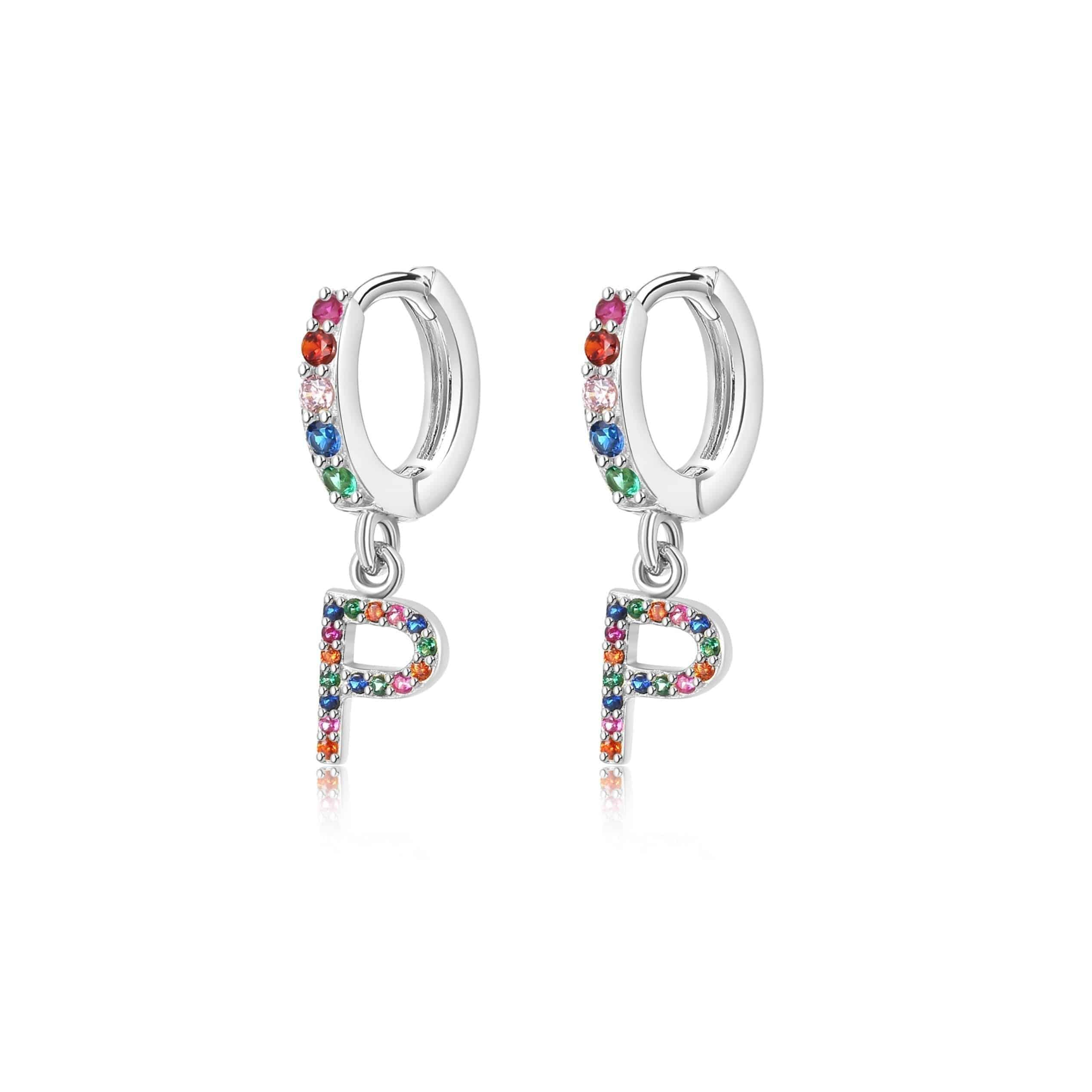 "Rainbow Initial Hoops" Earrings - SophiaJewels