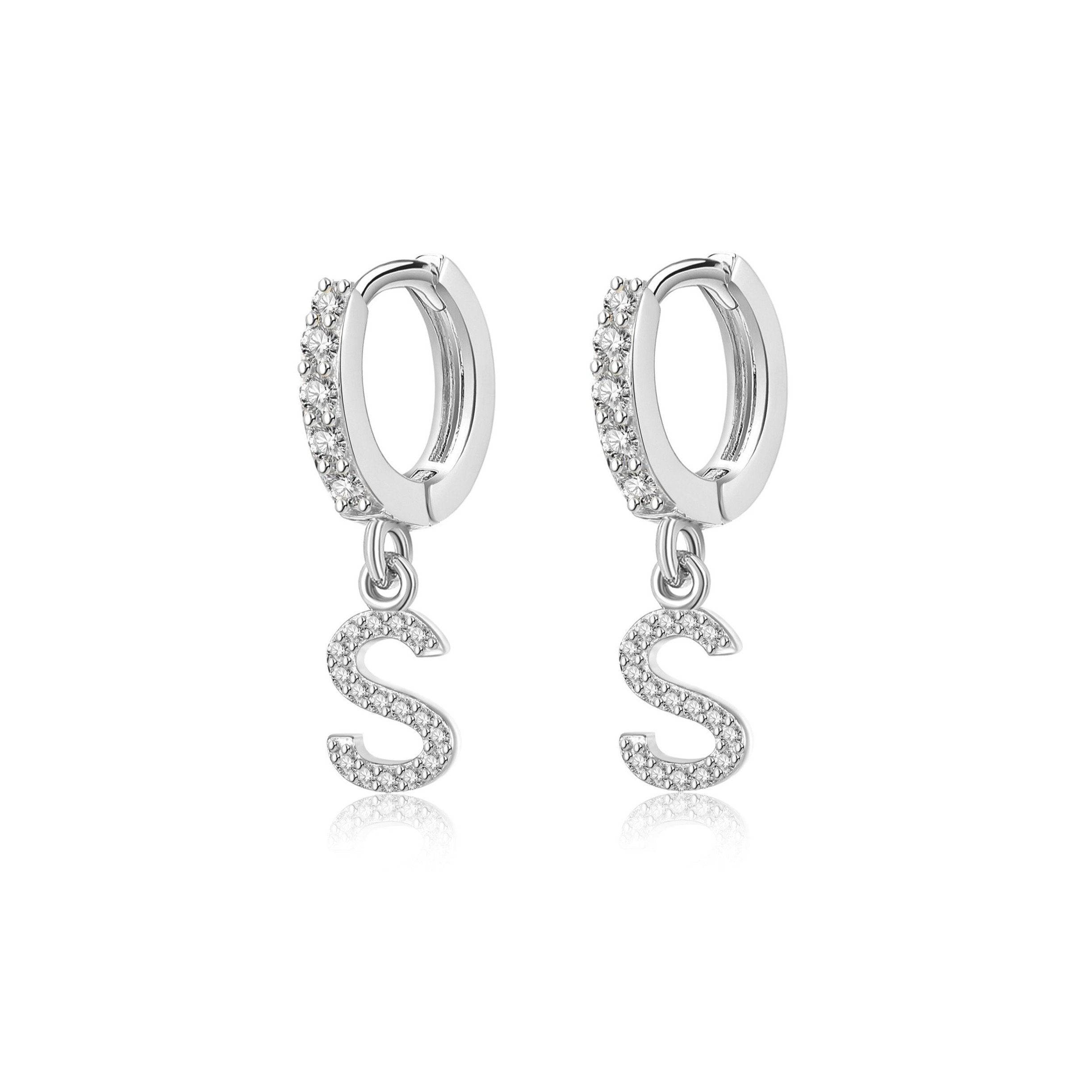 Initial on sale earrings silver