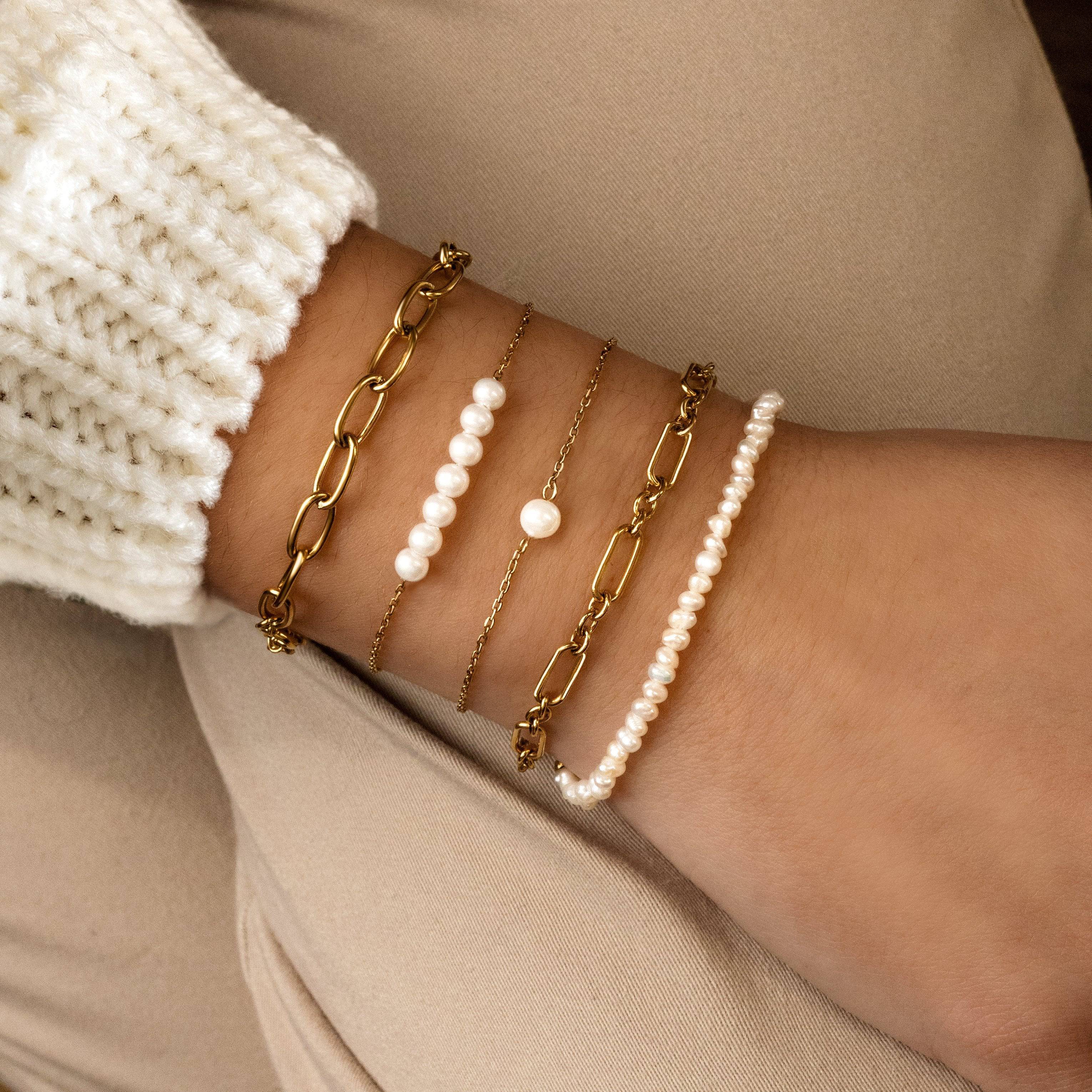 "Ballet Pink Pearls" Bracelet ~ Gold - SophiaJewels